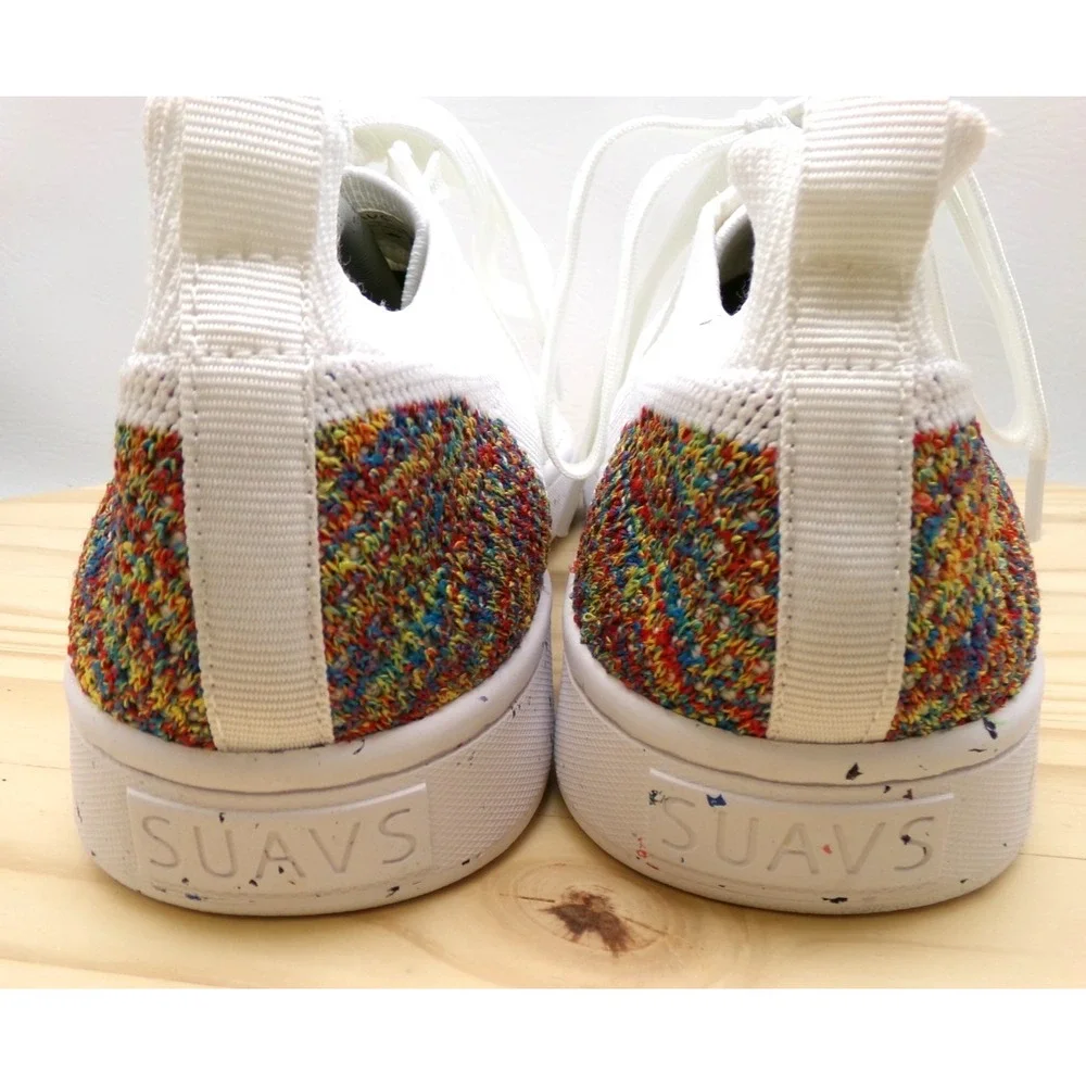 Suavs 247 Shoes Mens White Confetti Colorblock Size 11 Knit Sneakers Breathable